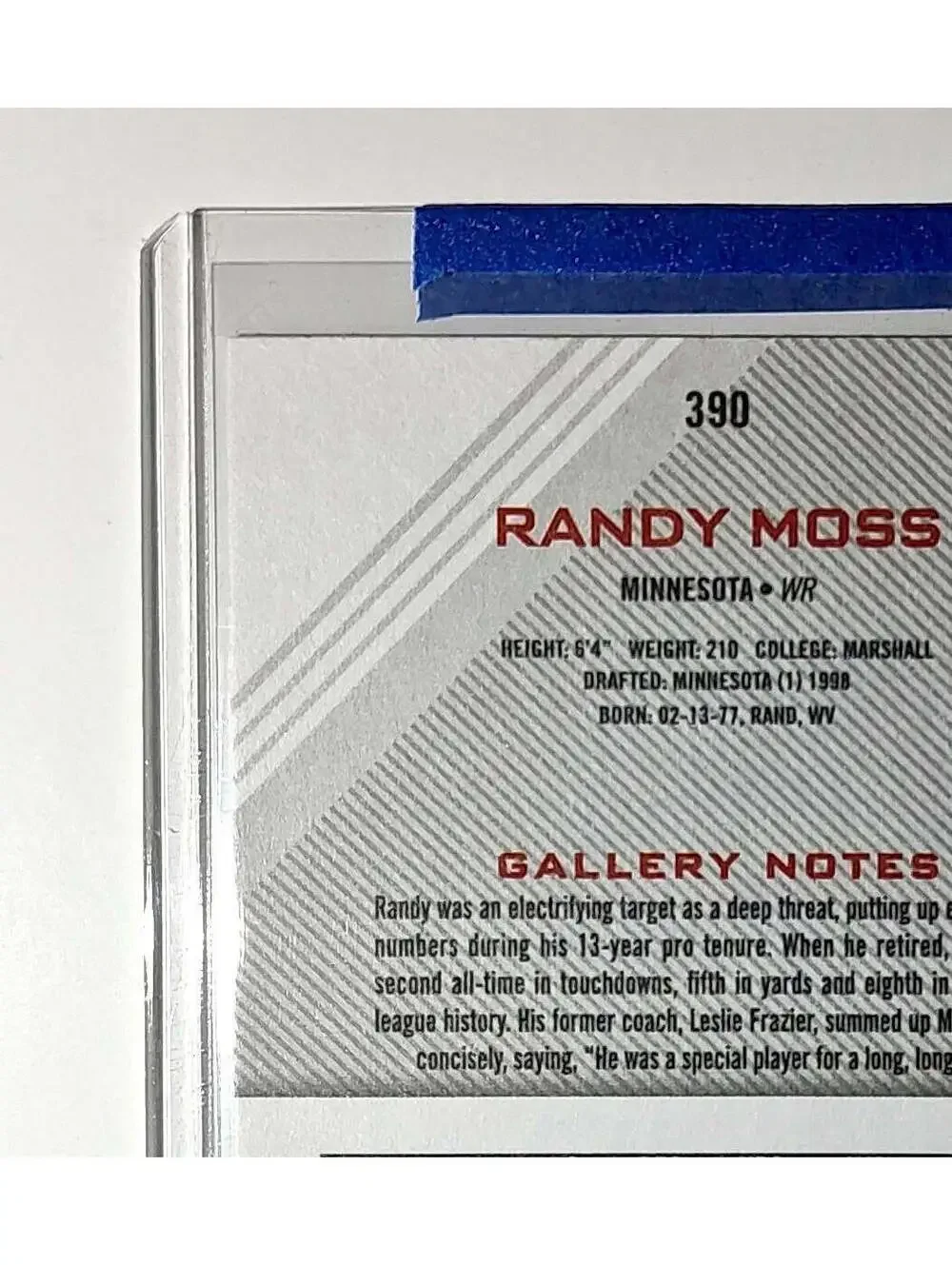 Randy Moss 2023 Topps Gallery NFL #390 Card Minnesota Vikings